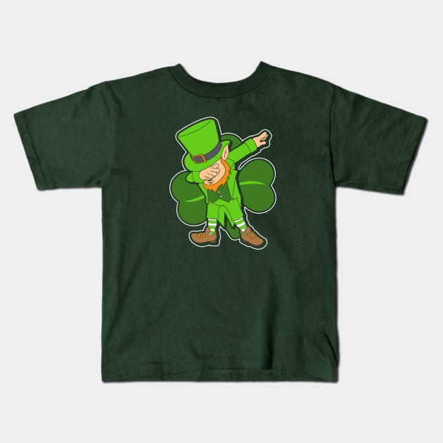 Dabbing Leprechaun Kids T-Shirt by Tenh